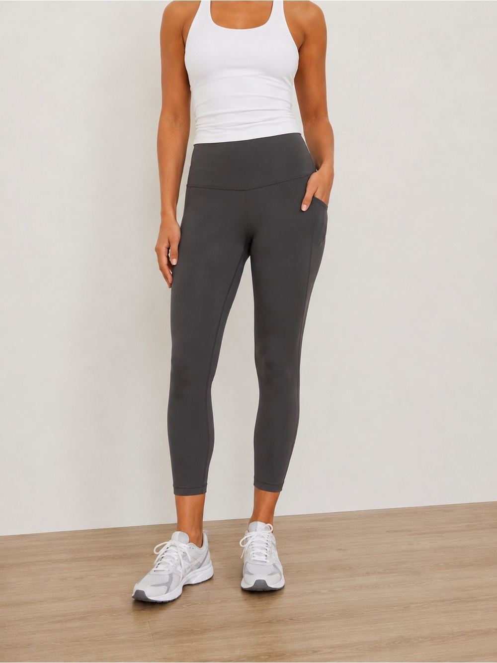 Athleta Transcend 7/8 Leggings High-Waist Pocket Pewter Gray Size XL